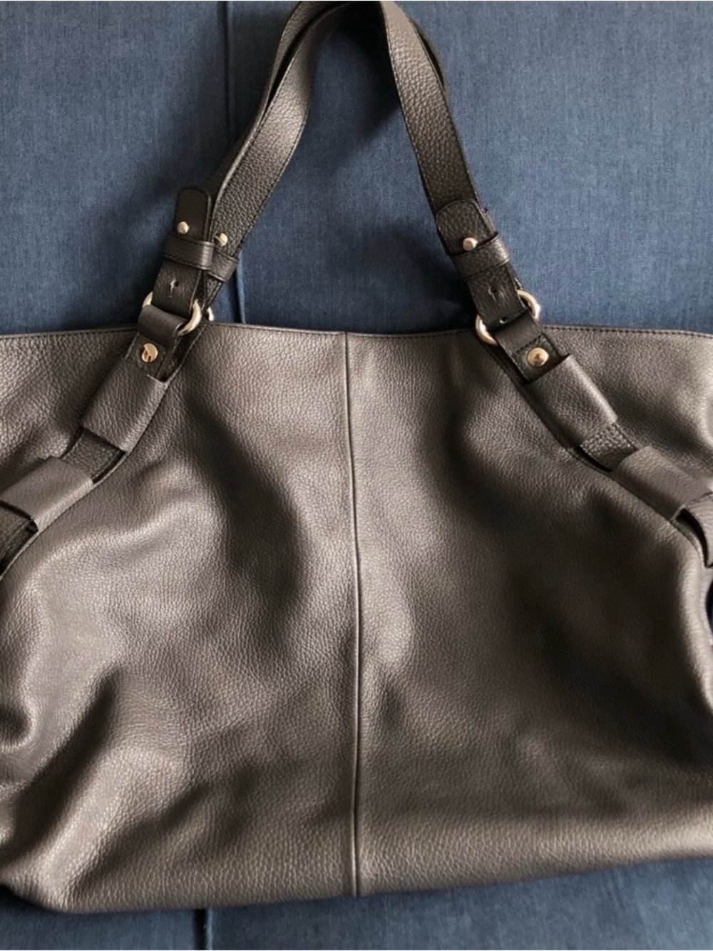 Furla Black Pebbled Leather Tote with Adjustable Straps